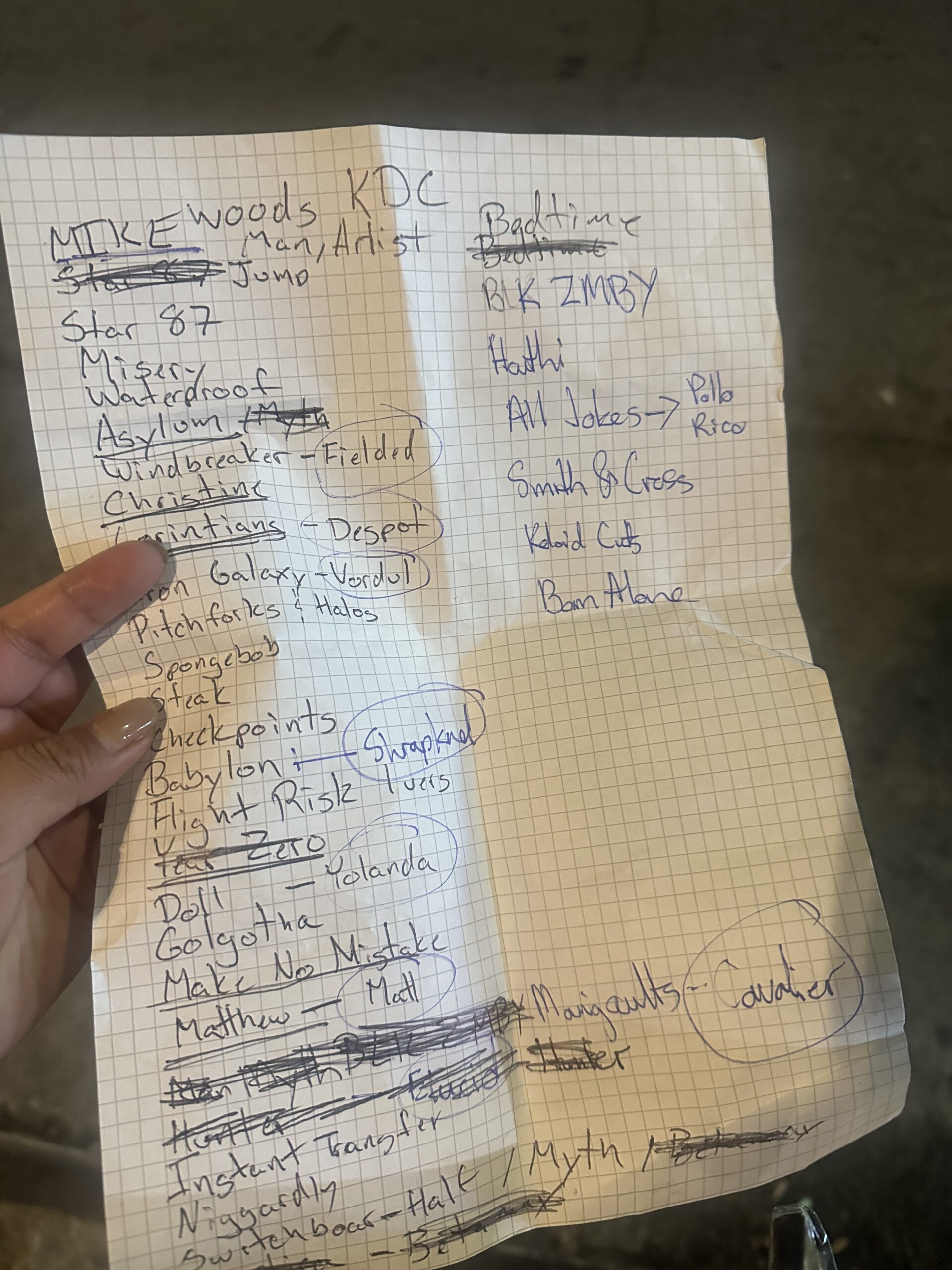 The set list from billy woods' Knockdown Center show in Maspeth