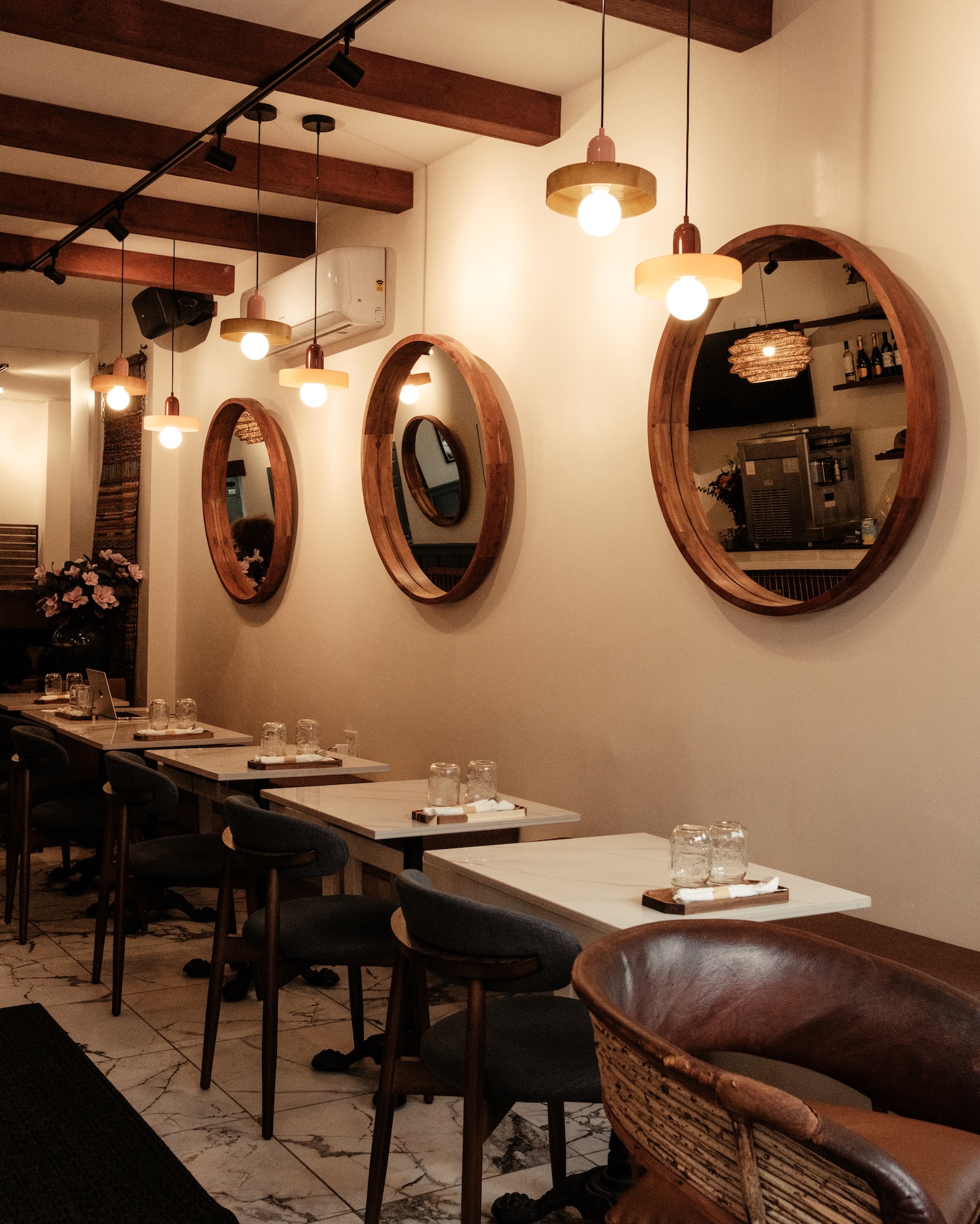 The dining room at Lakay Bistro, a new Haitian restaurant in Bed-Stuy