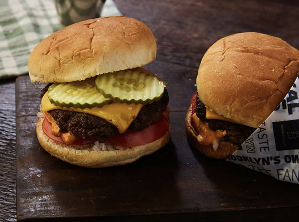 The signature burger from Paisanos Burgers in Barclays Center