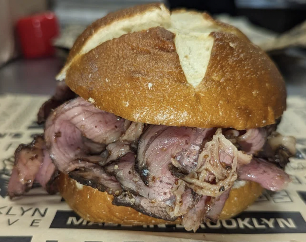 A roast beef sandwich from PKS Grill in Barclays Center