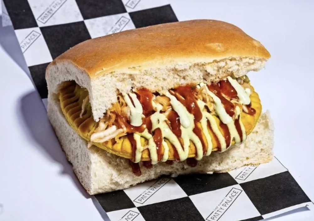 The signature sammy at Kwame's Patty Place in Barclays Center