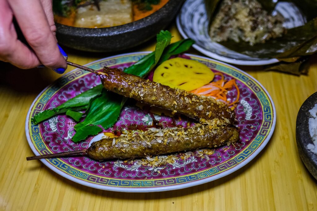 Pork skewers, $18 from Falansai in Greenpoint, Brooklyn