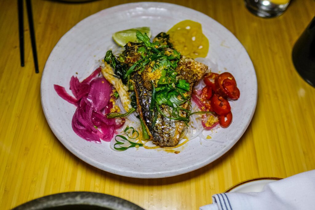 Striped bass, $27 from Falansai in Greenpoint, Brooklyn