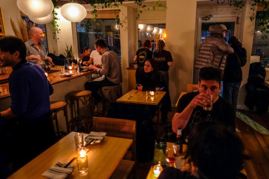 The dining room in Falansai in Greenpoint, Brooklyn