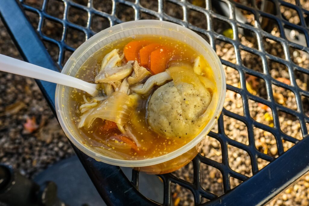 Matzoh ball soup, $10 from Gertie in Prospect Heights, Brooklyn