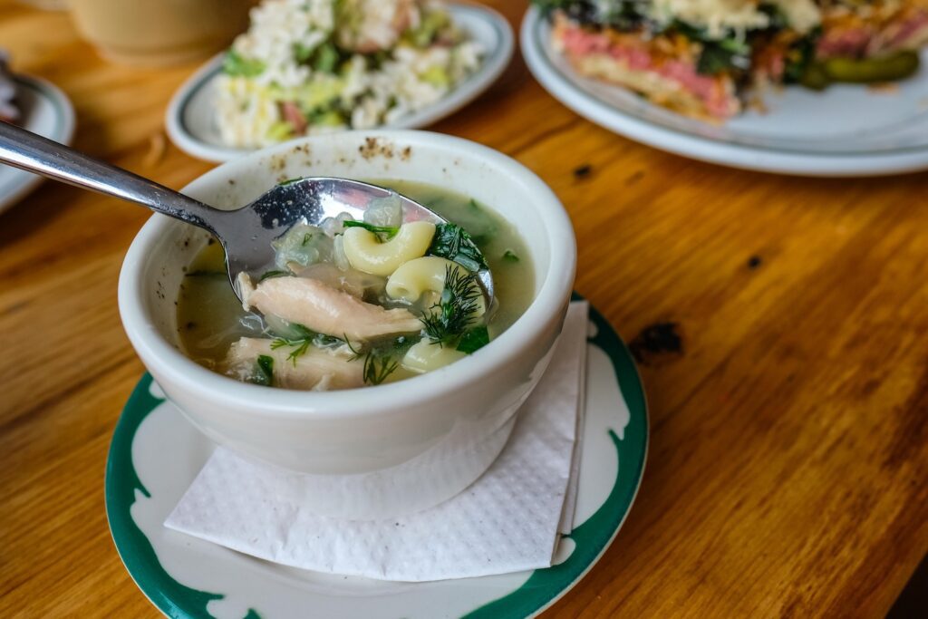 Small chicken noodle soup, $8