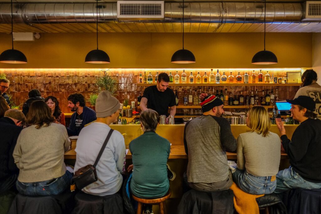 The bar at Border Town in Greenpoint, Brooklyn