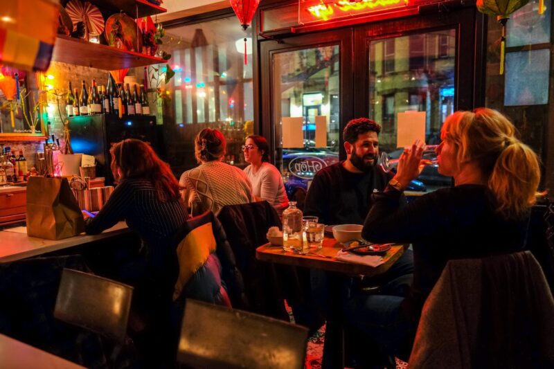 Dining room at the Hōp residency at Runner Up in Park Slope