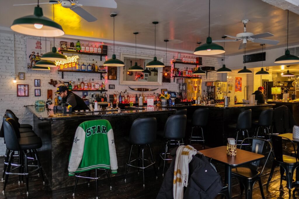 The bar at Wayne & Sons in Williamsburg, Brooklyn