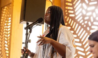 Yazmin Lacey attends the BFC Summer Party 2023 at The Serpentine Pavilion on July 10, 2023 in London, England.