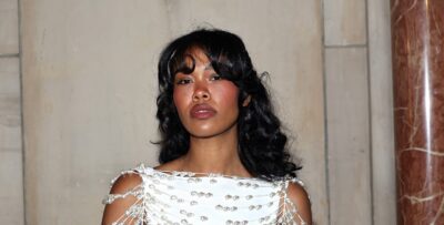 Amber Mark attends the Cult Gaia fashion show during New York Fashion Week on February 15, 2026 in New York City.