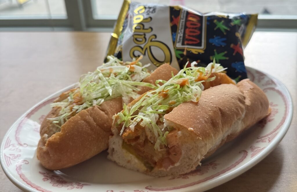 The fried green tomato po' boy from Amanda's Good Morning Cafe in Fort Greene, Brooklyn 