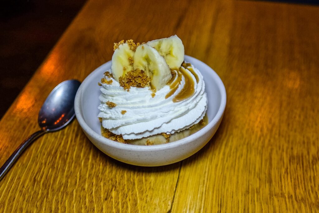 The "banofee" sundae, $15, from Confidant in Brooklyn Heights