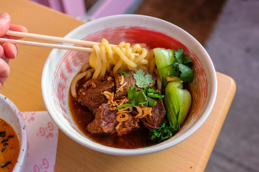 Braised beef udon soup, $18.95 
