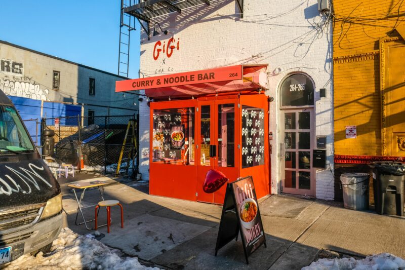 Entry to GiGi Curry and Noodle Bar in Bushwick, Brooklyn