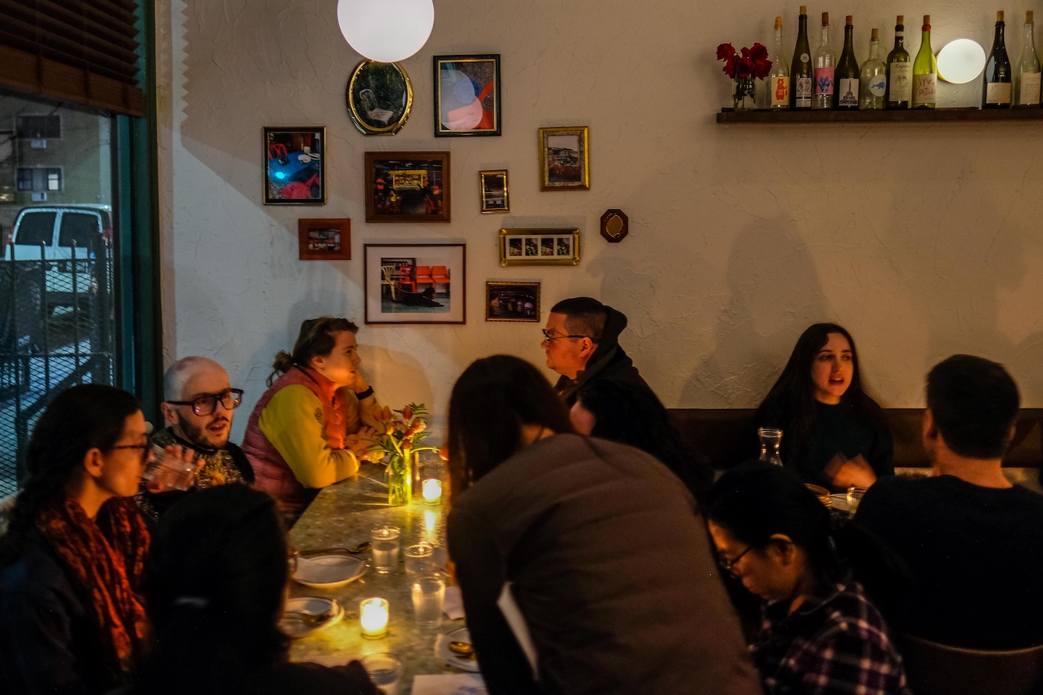 The dining room at They Say That in Bushwick, Brooklyn