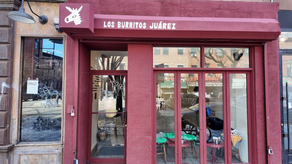 Entrance to Los Burritos Juárez in Fort Greene, Brooklyn 