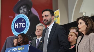 New York City Mayor Zohran Mamdani is joined by New York Governor Kathy Hochul at an event in Brooklyn to support more housing construction in New York City on February 10, 2026 in New York City. Under Hochul's "Let Them Build" agenda, she and Mamdani have advocated for more housing in New York City, which faces a severe housing shortage and long, expensive regulatory delays before projects can proceed.