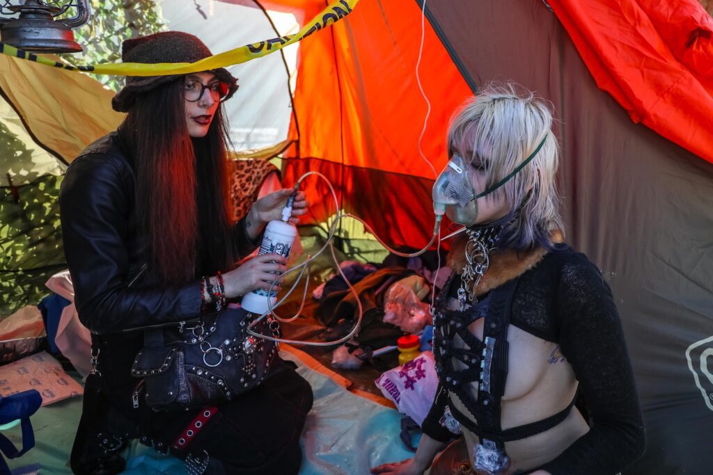 Nitrous in the Apocalyptic Picnic tent at the eighth annual Competitive Winter Picnicking Games in Bed-Stuy, Brooklyn
