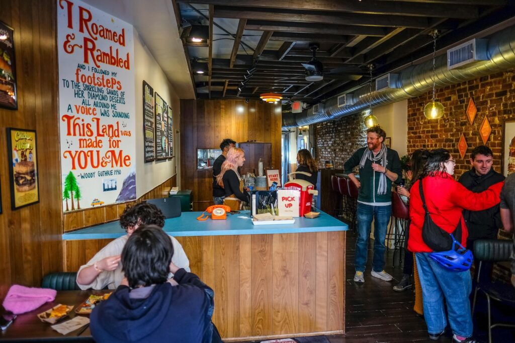 Dining area in Ramblin Chick, the new restaurant from the Ample Hills couple, in Carroll Gardens, Brooklyn