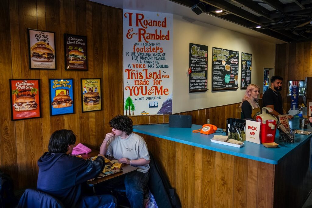 Seating area in Ramblin Chick, the new restaurant from the Ample Hills couple, in Carroll Gardens, Brooklyn
