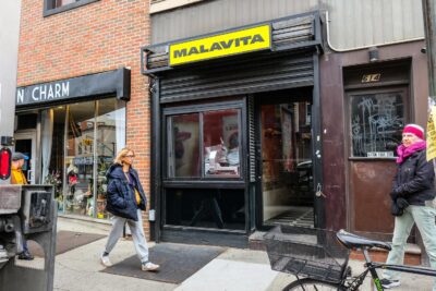 Entrance to Malavita, Malavita, the best new sandwich shop in Greenpoint, Brooklyn