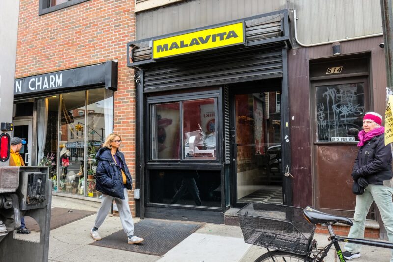 Entrance to Malavita, Malavita, the best new sandwich shop in Greenpoint, Brooklyn