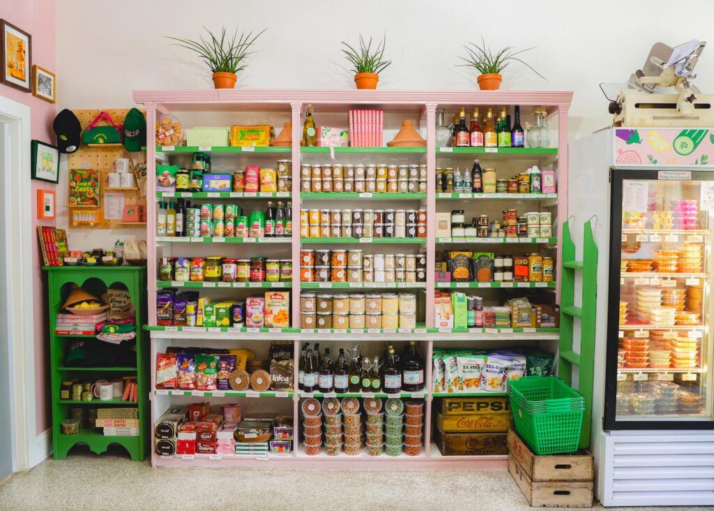 One of the many well-stocked shelves at Edy's Grocer in Greenpoint