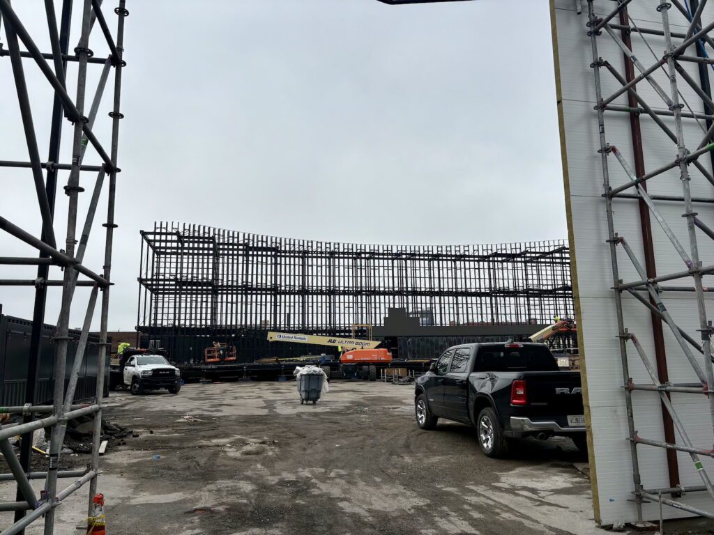 The slowly filling lot at 140 Stewart Avenue, former home of the Brookyn Mirage nightclub in East Williamsburg, Brooklyn