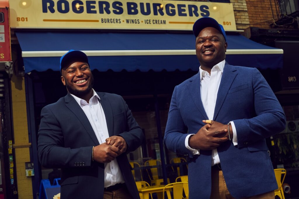 Haiti-born couple Josue Pierre and Jonathan Pierre-Lafleur, co-owners of Rogers Burgers in Flatbush, Brooklyn 