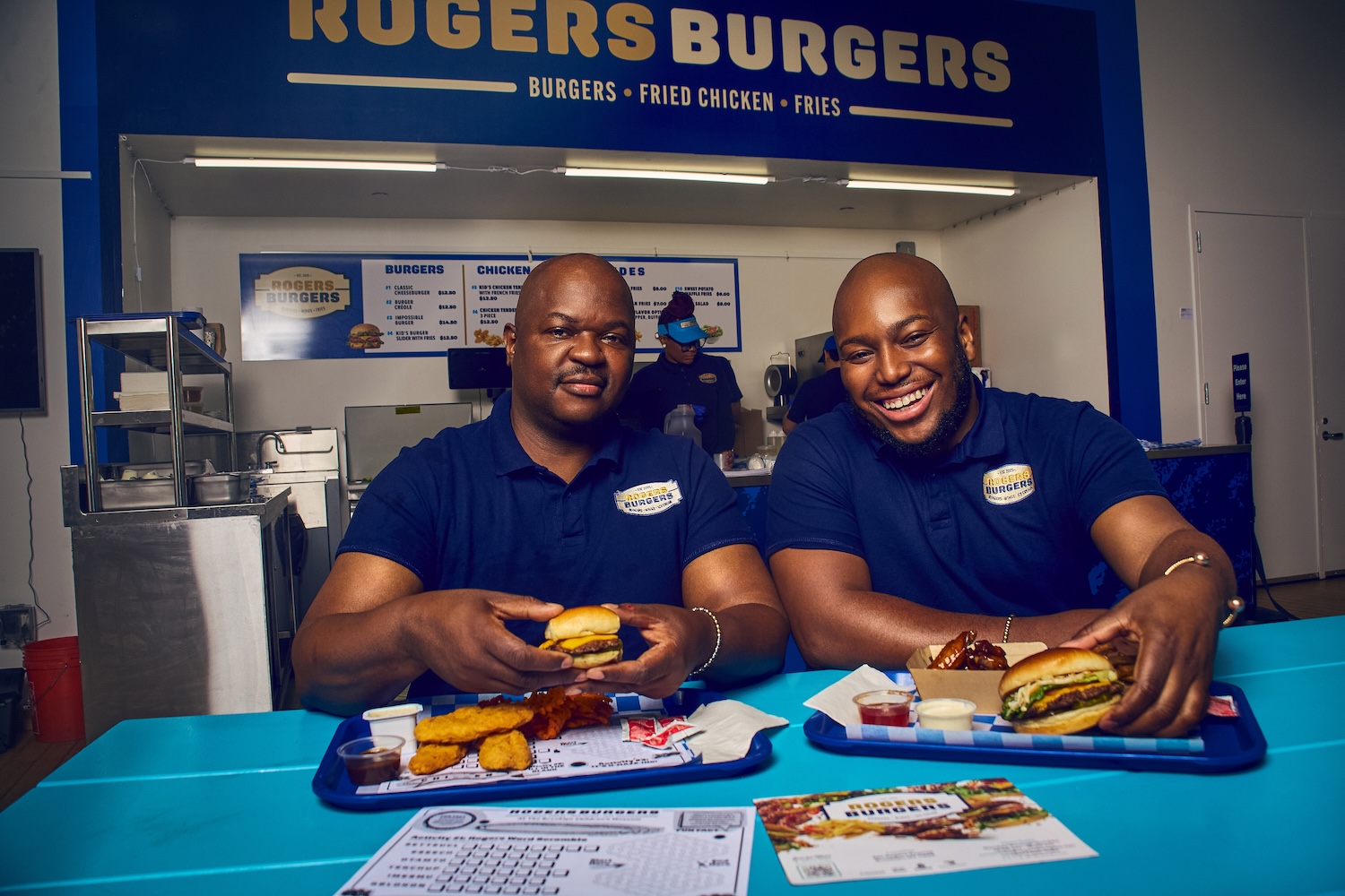 Haiti-born couple Josue Pierre and Jonathan Pierre-Lafleur, co-owners of Rogers Burgers in Flatbush, Brooklyn