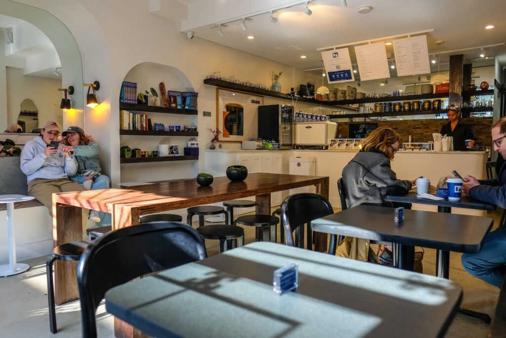 The dining area in Nacha Focaccia in Crown Heights, Brooklyn