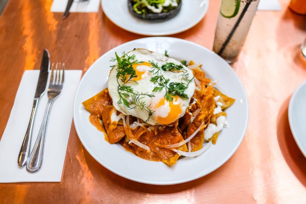 Chilaquiles rojas, $20, from Socceria in Greenpoint, Brooklyn