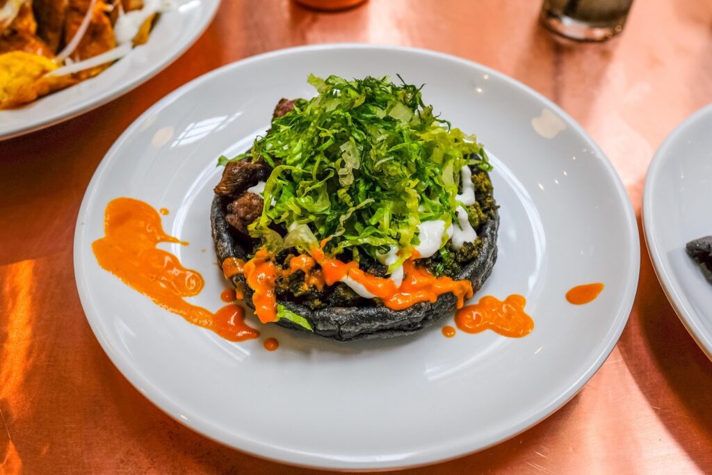 Campechano sope with carne asada and chorizo verde, $12, from Socceria in Greenpoint, Brooklyn