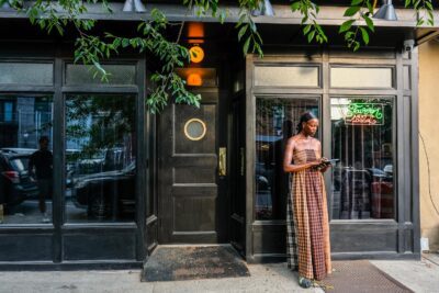 The entrance to Tavern Next Door in Red Hook, Brooklyn