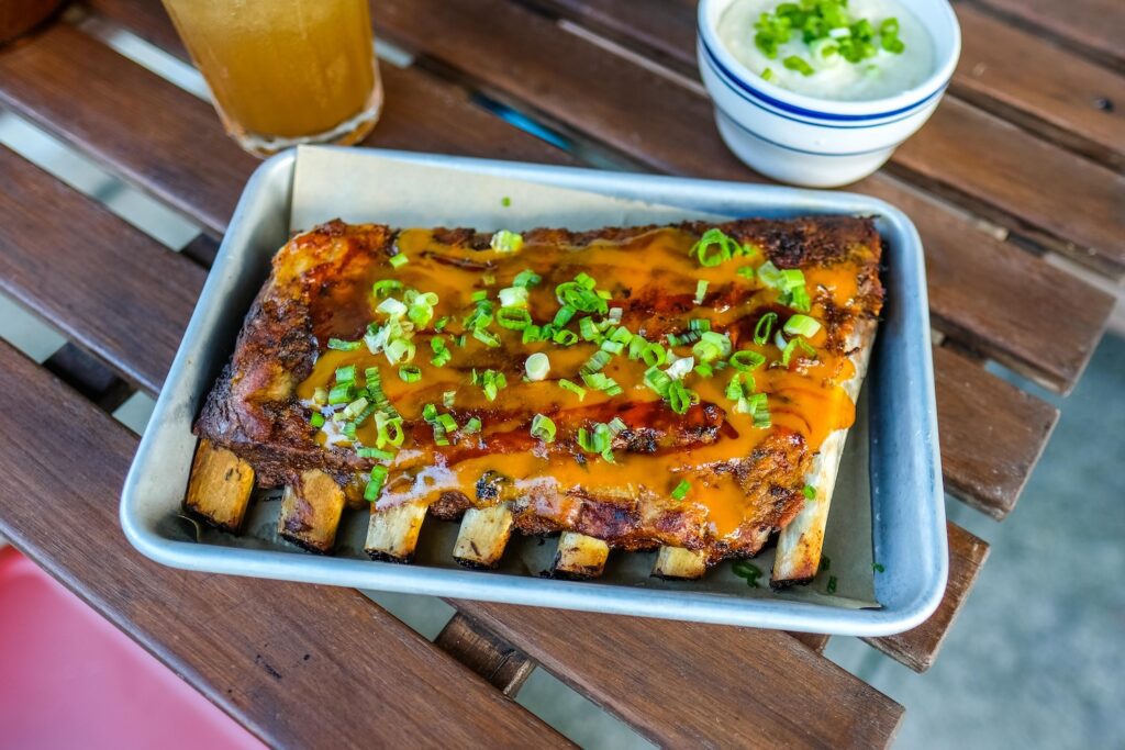 Homestyle ribs with cheesy grits, $26, from Ferguson's Country in Greenpoint, Brooklyn