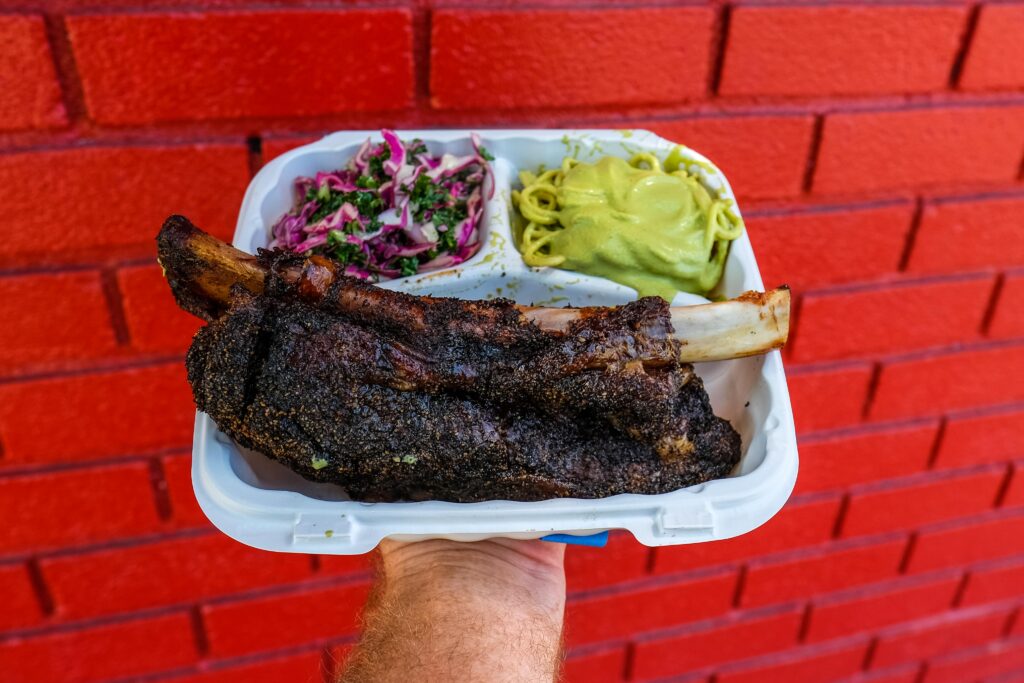 Beef rib plate for two, $90, from Kirbee's BBQ in Greenpoint