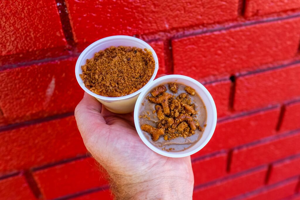 Chocolate and banana pudding, $4 each, from Kirbee's BBQ in Greenpoint