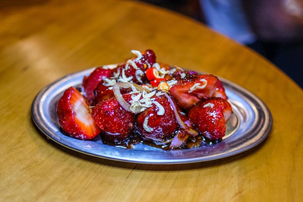 Strawberry, dried shrimp, and sweet fish sauce from Ugly Baby in Williamsburg, Brooklyn