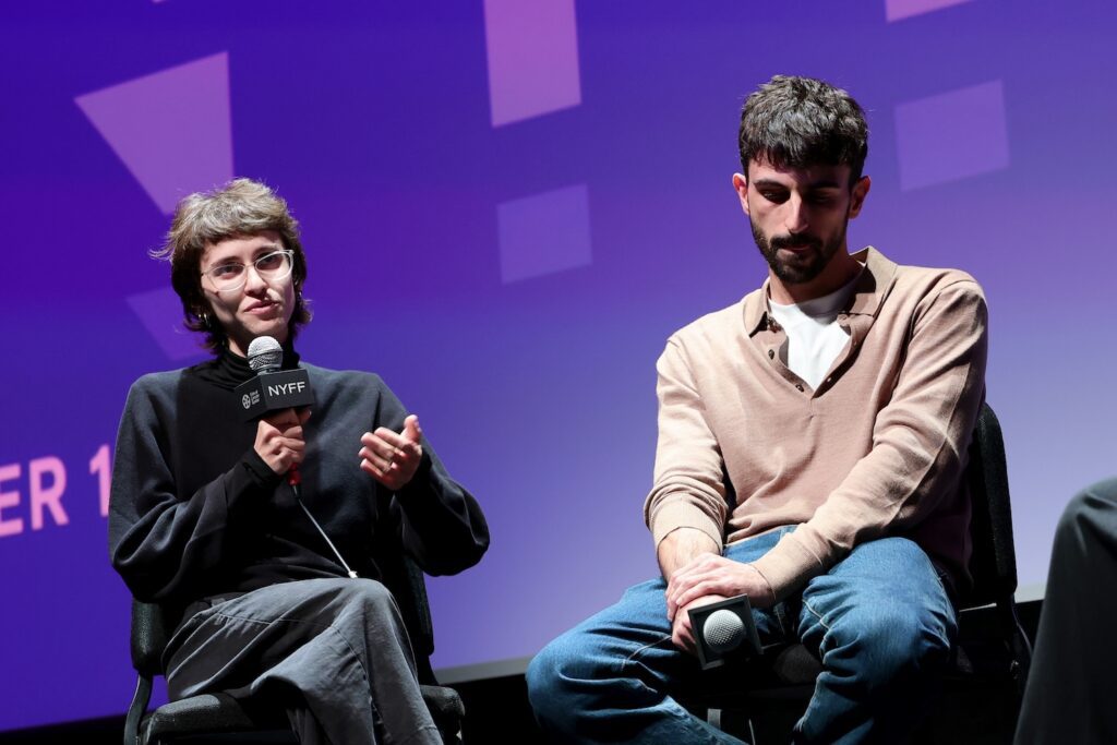 Rachel Szor and Yuval Abraham speak onstage at the "NAZA" premiere during the 64th New York Film Festival at Alice Tully Hall on September 26, 2026 in New York City.