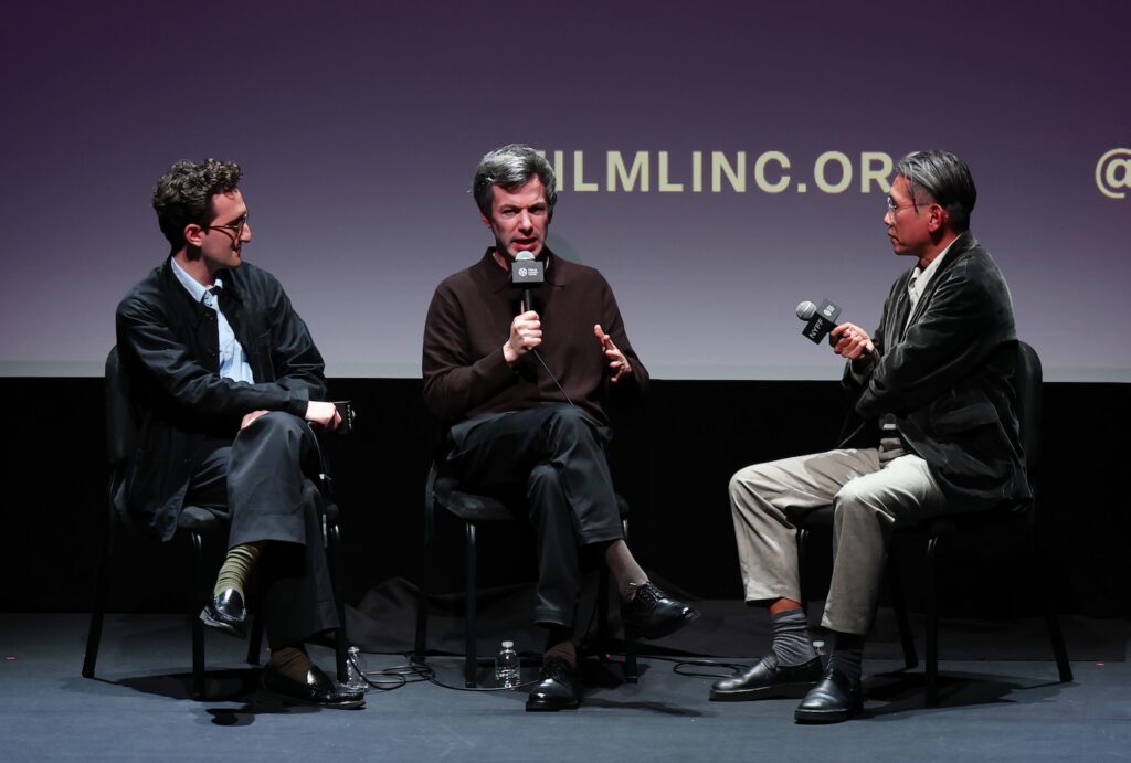 Lance Oppenheim and Nathan Fielder speak onstage with Dennis Lim at the "You Can See Everything" premiere during the 64th New York Film Festival at Alice Tully Hall, Lincoln Center on September 30, 2026 in New York City.