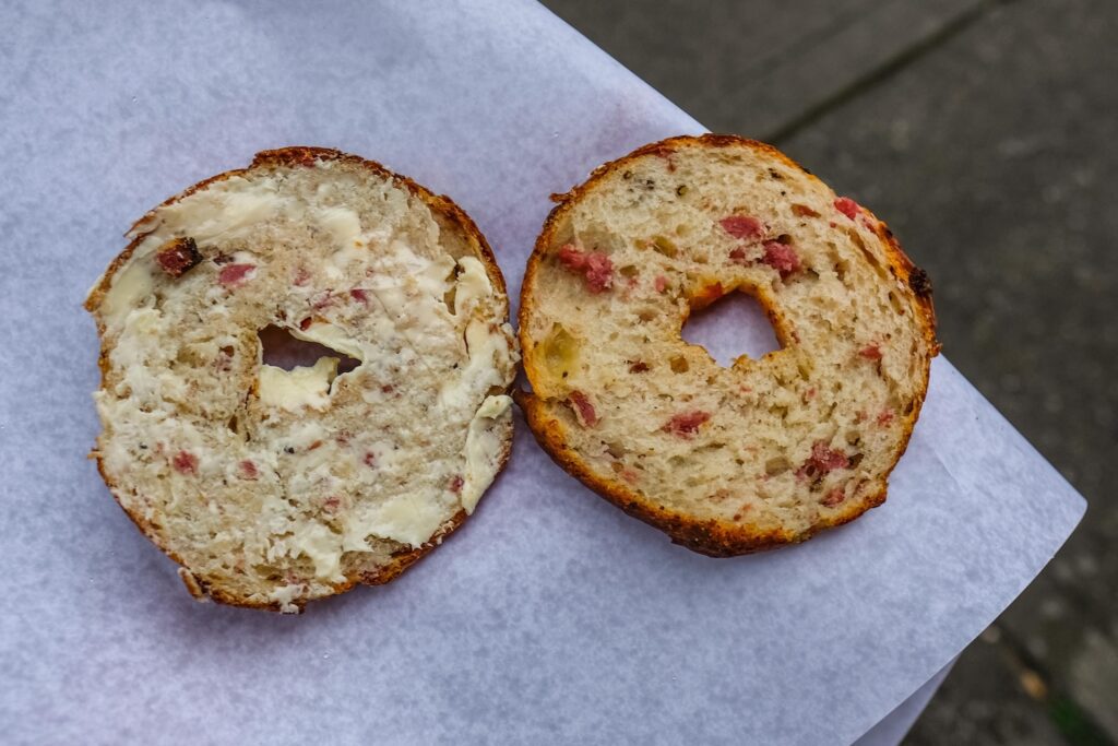Lard bread bagel, $4, at Caputo Bagels in Park Slope, Brooklyn