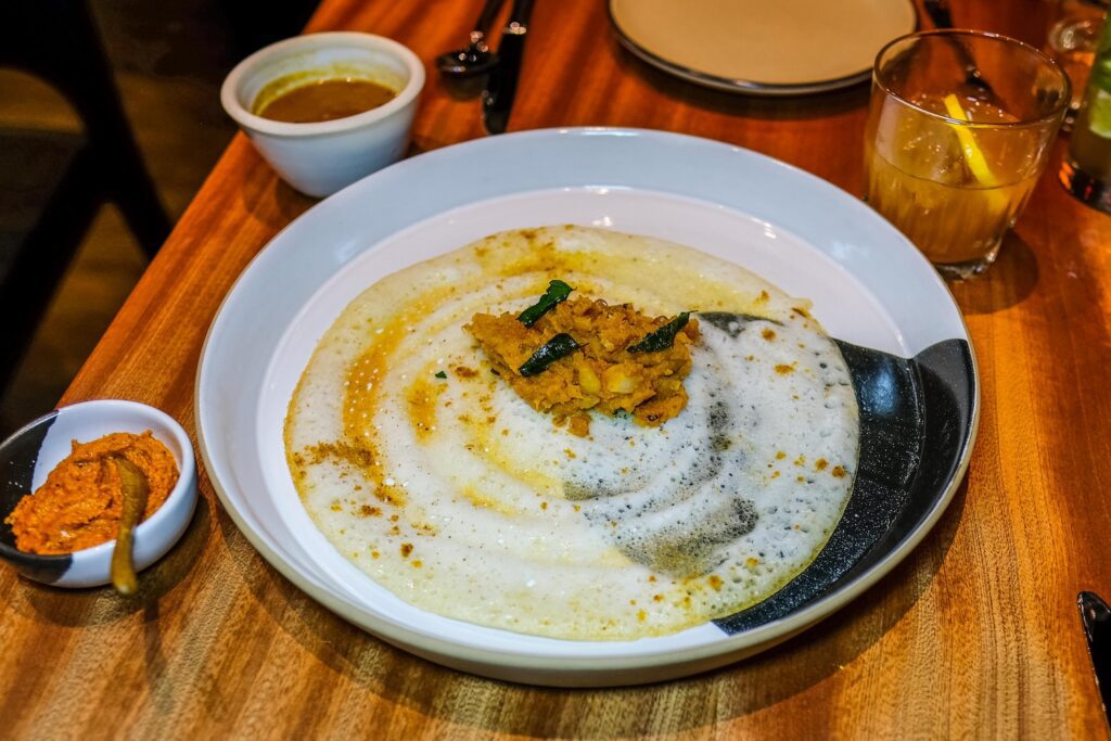 Benne dosa, $18, from Top Chef star Rasika Venkatesa's new restaurant Mythily in Williamsburg