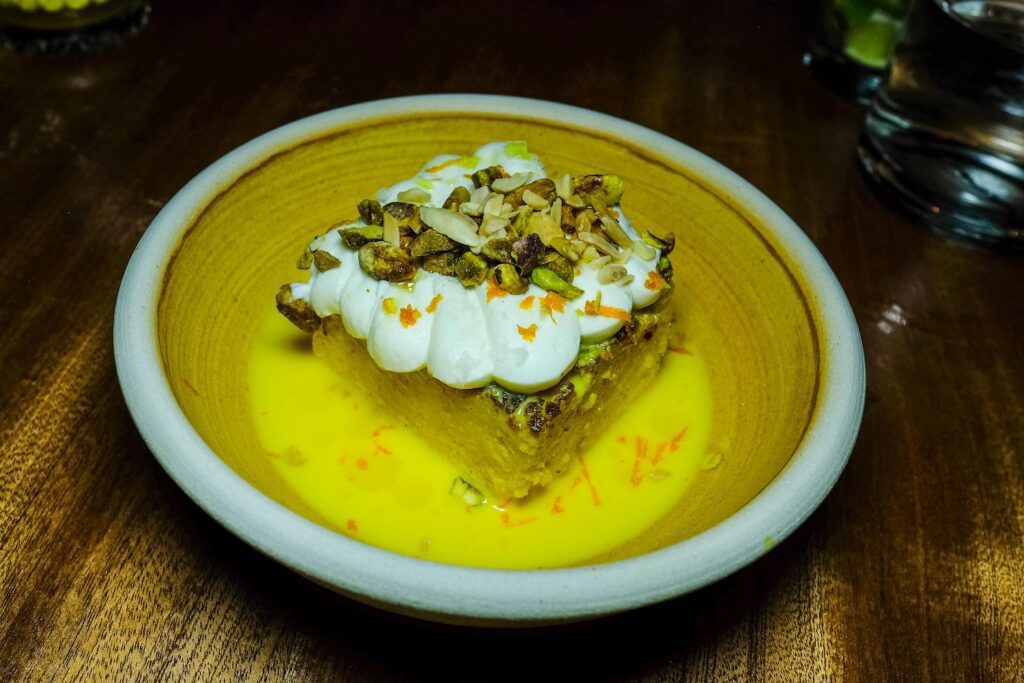 Ras malai tres leches, $16, from Top Chef star Rasika Venkatesa's new restaurant Mythily in Williamsburg